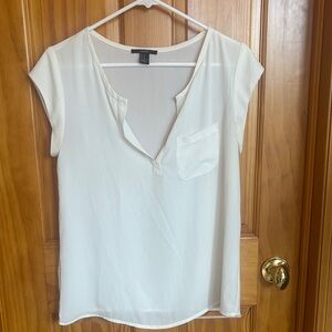 FOREVER 21 White Flowy Short Sleeve Women's Top